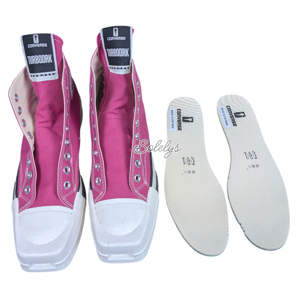 Converse x Rick Owens DRKSHDW TURBODRK Chuck 70 Hi Laceless Pink White Sneaker 9 - Picture 9 of 11